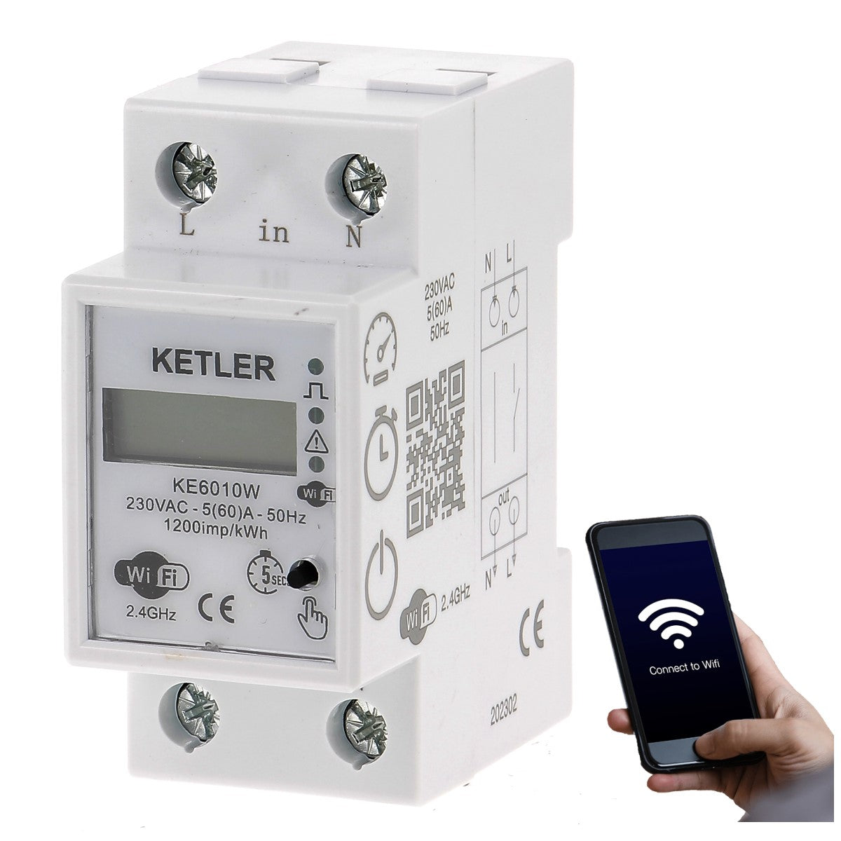 KETLER - KE6010W : Compteur contacteur électrique modulaire KETLER - M –  VOLTEBOX : N°1 du comptage électrique