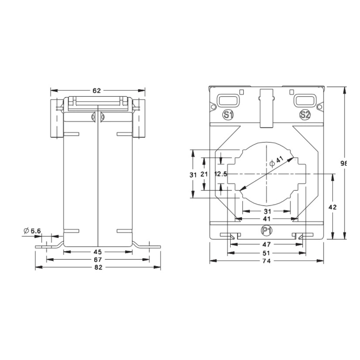 POLIER - Transformateur d'Intensité - Famille TX41 - Diamètre 41 mm - Classe 0,2S
