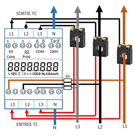 INEPRO PRO380MBCT - Compteur électrique - Triphasé/tétra 5 ou 1 A (TC) - vue 2