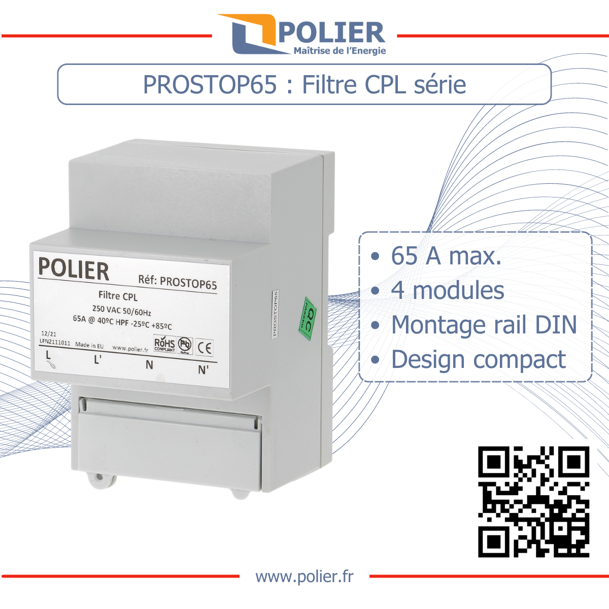 POLIER PROSTOP65 - Filtre CPL monophasé - Compteur Linky - vue 2