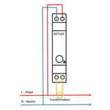 KETLER - KE6309W : Compteur électrique modulaire KETLER - Monophasé 63 A par TC - Mesure directe - WIFI - Compatible SMART LIFE et TUYA