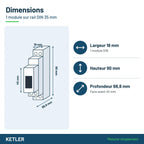 KETLER KE6309W - Compteur Wi-Fi 63 A avec TC - Dimensions
