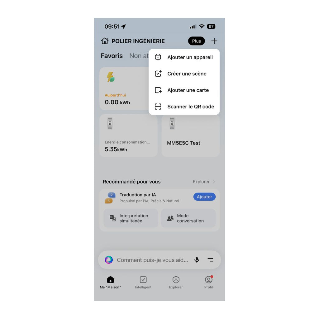 POLIER MM5E5C - Éco-compteur Wi-Fi 5 postes avec 5 TC ouvrants