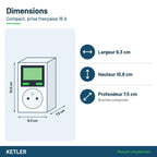 KETLER MS116TOP - Wattmètre prise 16 A - Dimensions