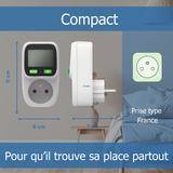 KETLER - MS116TOP : Compteur électrique prise mobile - Wattmètre - 16 A / 3600 W - Prises France - Rétroéclairage - Multifonctions