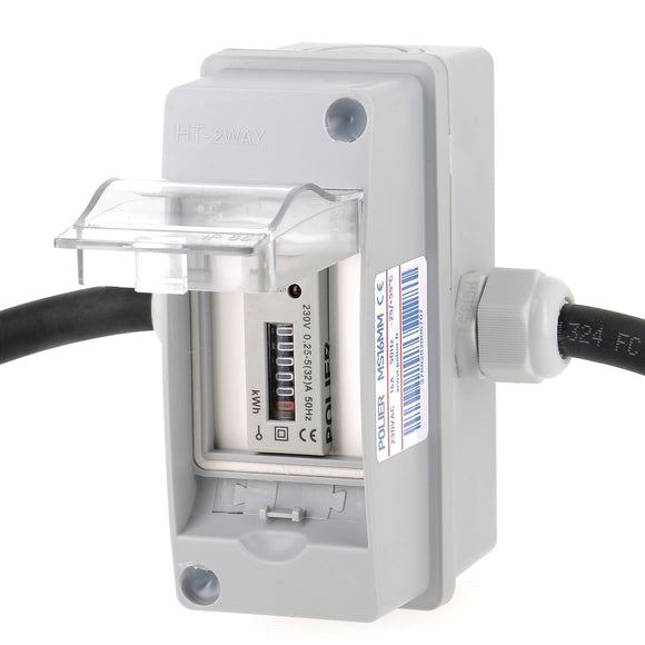 POLIER - MS16MM : Compteur électrique mobile - Monophasé 16 A - Certifié MID - Prises SCHUKO. Câble 0.8 mètre, 2.5 mm² - Affichage mécanique