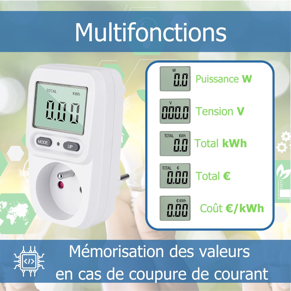 KETLER MS216TOP - Compteur électrique prise mobile (2 pcs) - Wattmètre - vue 4