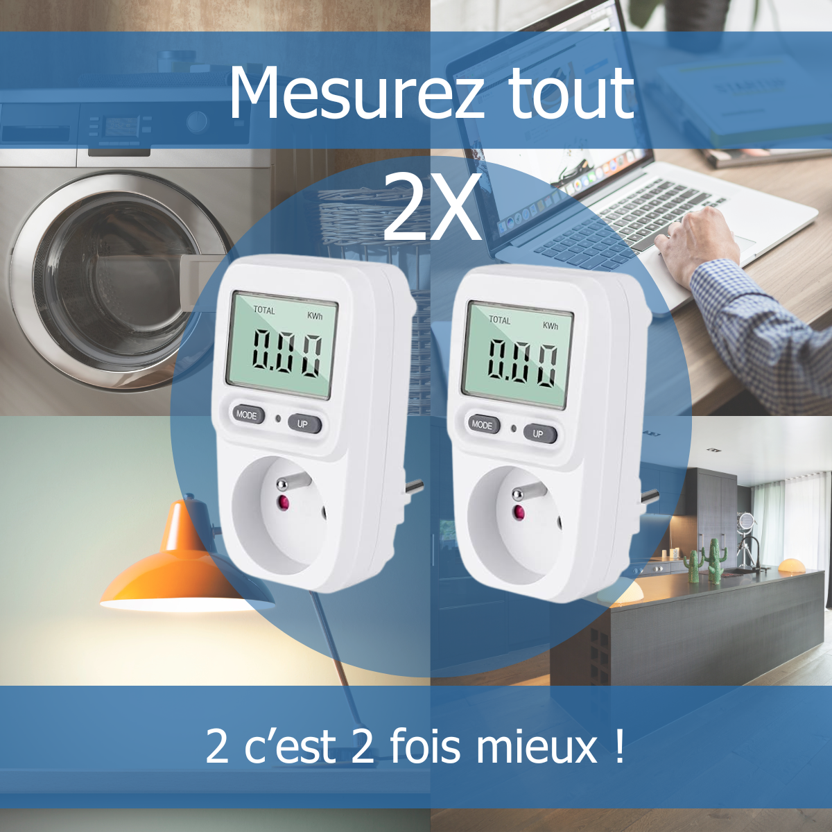 KETLER MS216TOP - Compteur électrique prise mobile (2 pcs) - Wattmètre