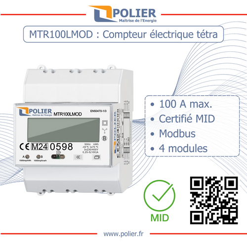 POLIER MTR100LMOD - Compteur électrique - Tétra 100 A - vue 2