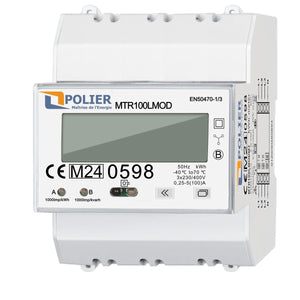 POLIER - MTR100LMOD : Compteur électrique modulaire - Tétra 100 A - Certifié MID - Simple tarif - Modbus RS485 - Sortie d'impulsion - Affichage LCD