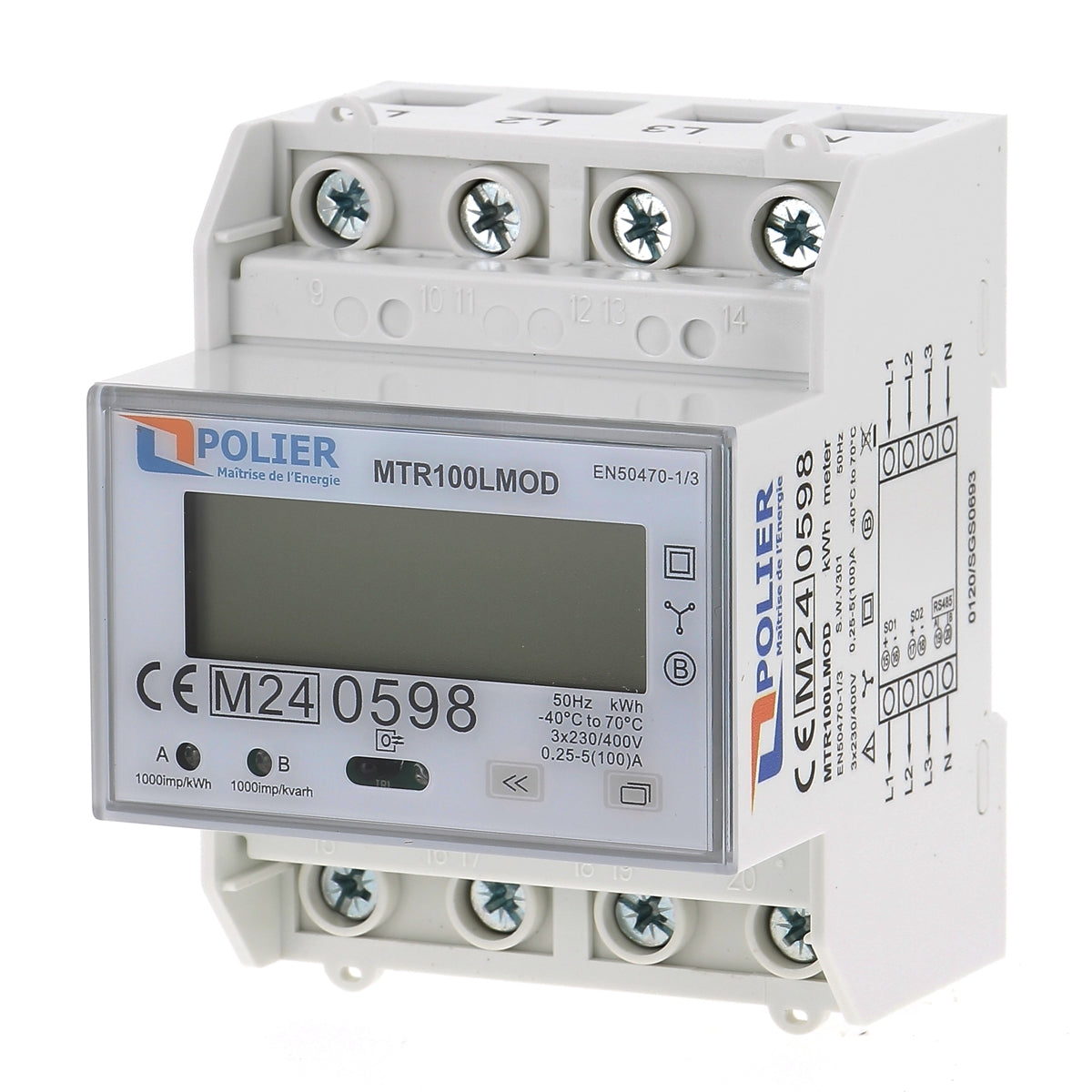 POLIER MTR100LMOD - Compteur électrique - Tétra 100 A - vue 3