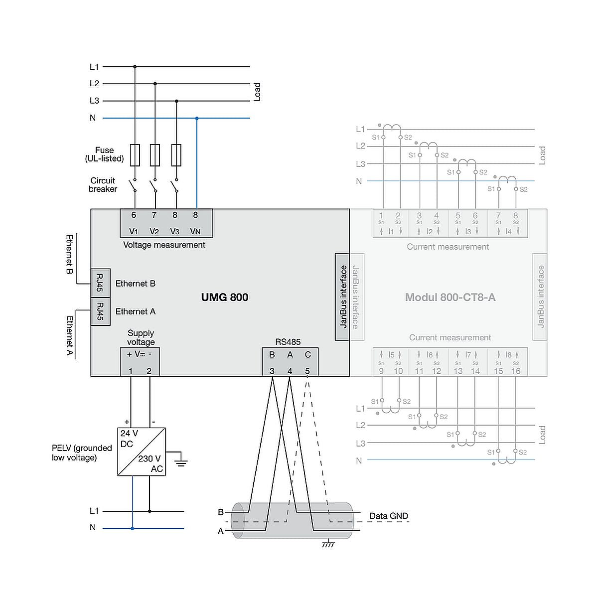 JANITZA 5238002 - Centrale de mesure modulaire UMG 800 - Mémoire 4 GB - vue 3