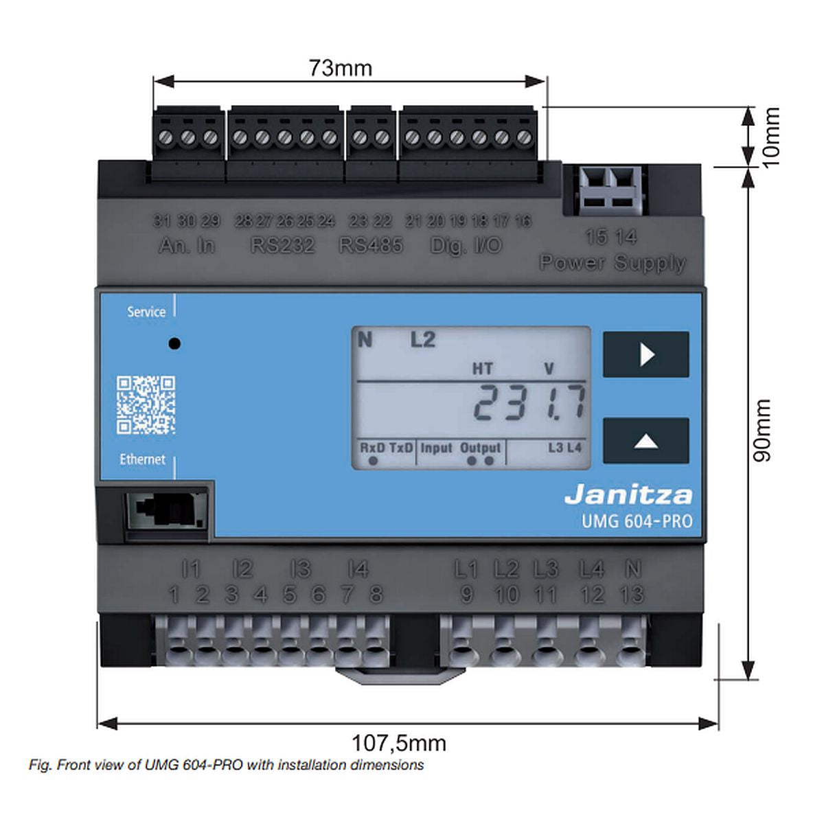 JANITZA - Centrale de mesure modulaire UMG 604E - Tri/tétra - 128 Mo de mémoire
