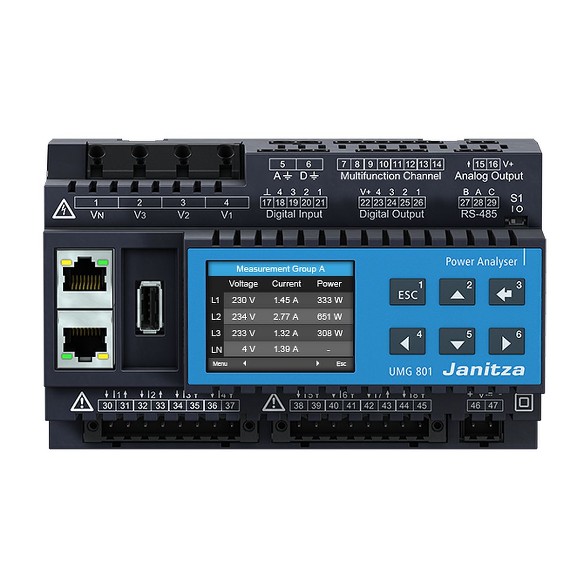 JANITZA 5231003 - Centrale de mesure UMG 801 - Tri/tétra - vue 2