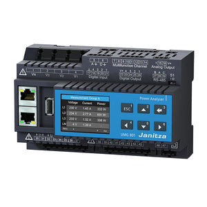 JANITZA - 5231003 : Centrale de mesure tri/tétra UMG 801 - 4GB de mémoire - Comm. RS485 Modbus - Connexion Ethernet (RJ45) - Alimentation 24 V DC