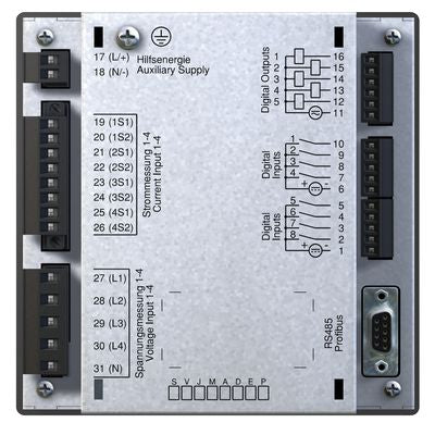 5219001 vue arrière centrale de mesure en façade Modbus TCP Profibus serveur web RCM  JANITZA