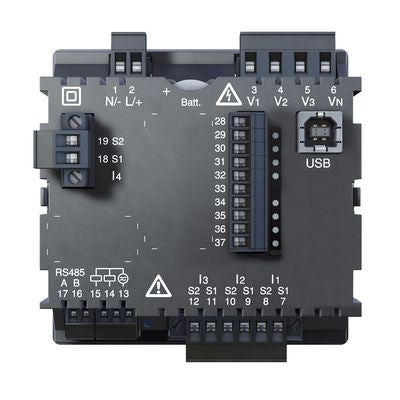 5222038 vue arrière centrale de mesure en façade Modbus RTU USB 256 Mo mémoire JANITZA