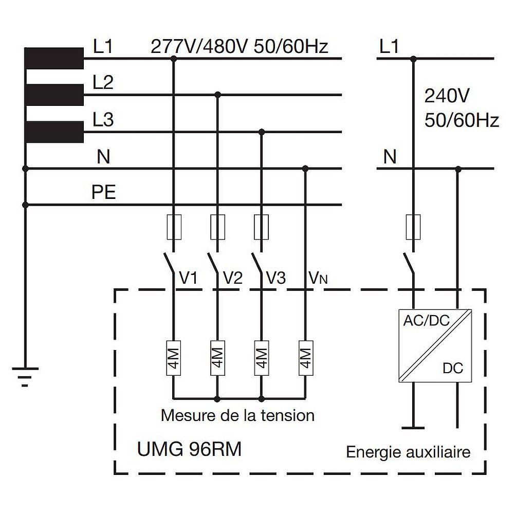 JANITZA - Centrale de mesure UMG 96RM - Tri/tétra - 2 sorties num. - Modbus RS485