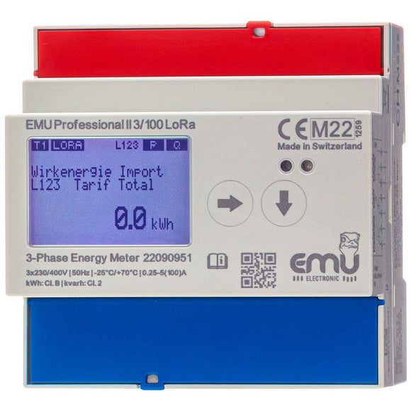 Compteur électrique modulaire triphasé/tétra 100 A LoRa Certifié MID EMU Professional II - P20A000LO
