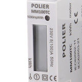 POLIER - MM100TC : Compteur électrique modulaire - Monophasé 100 A avec Transformateur d'Intensité - Simple tarif - Sortie d'impulsion - Affichage LCD