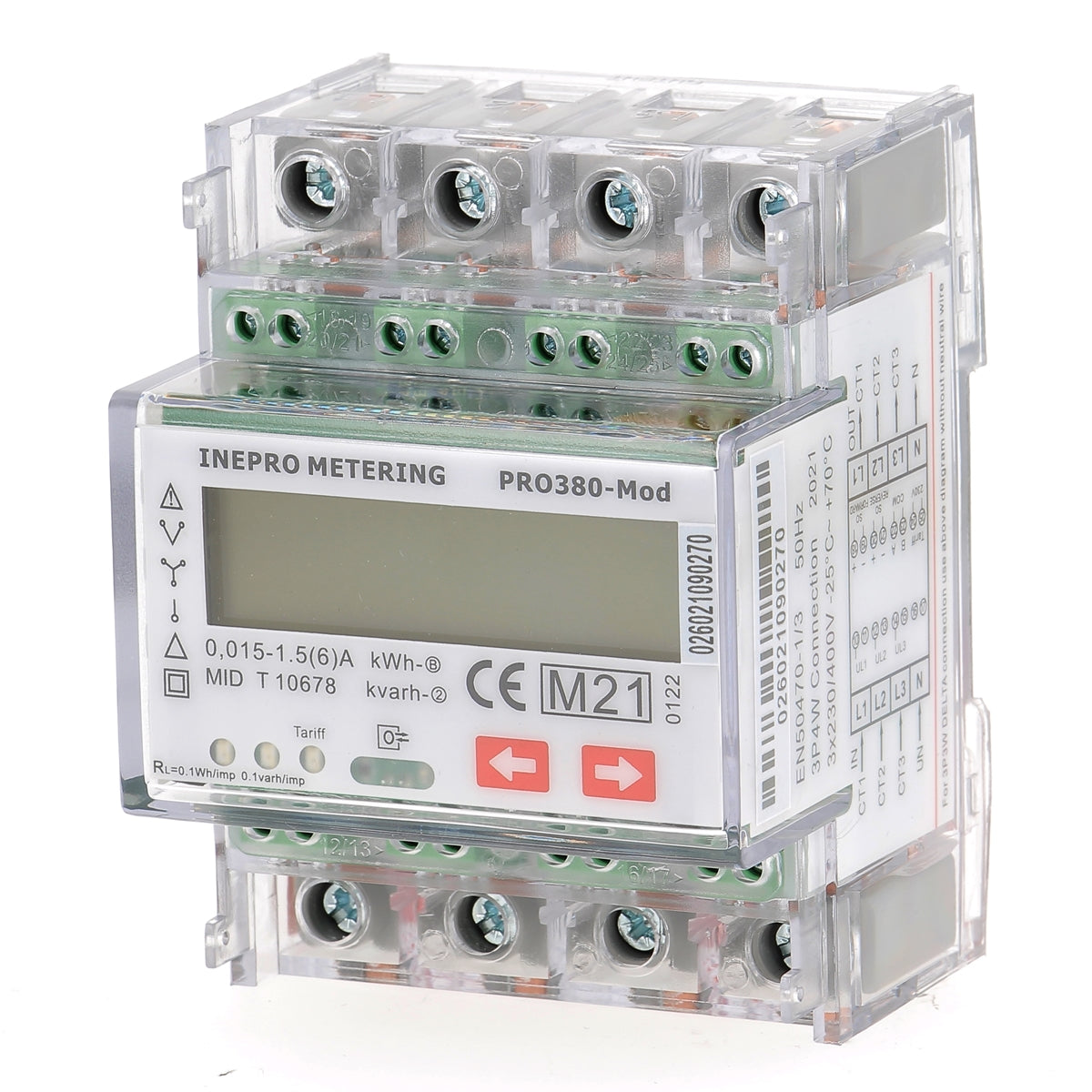 INEPRO PRO380MODCT - Compteur électrique - Triphasé/tétra 5 ou 1 A (TC) - vue 3