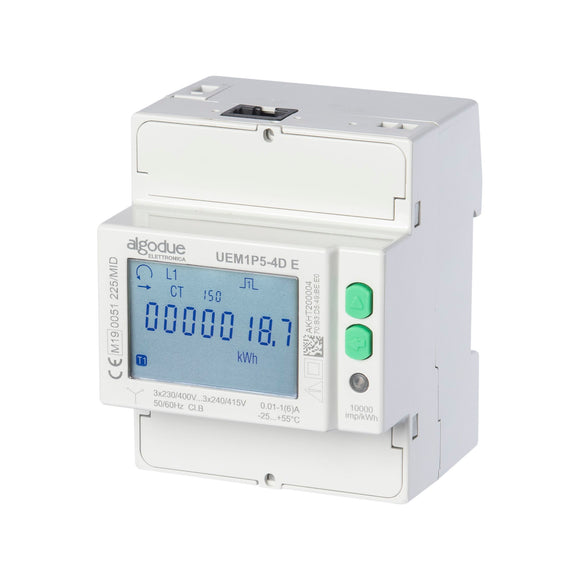 Compteur électrique triphasé/tétra 5 ou 1 A (TC) double tarif MID Mbus UEM1P5-D M  - 1101 0005 0001VOL