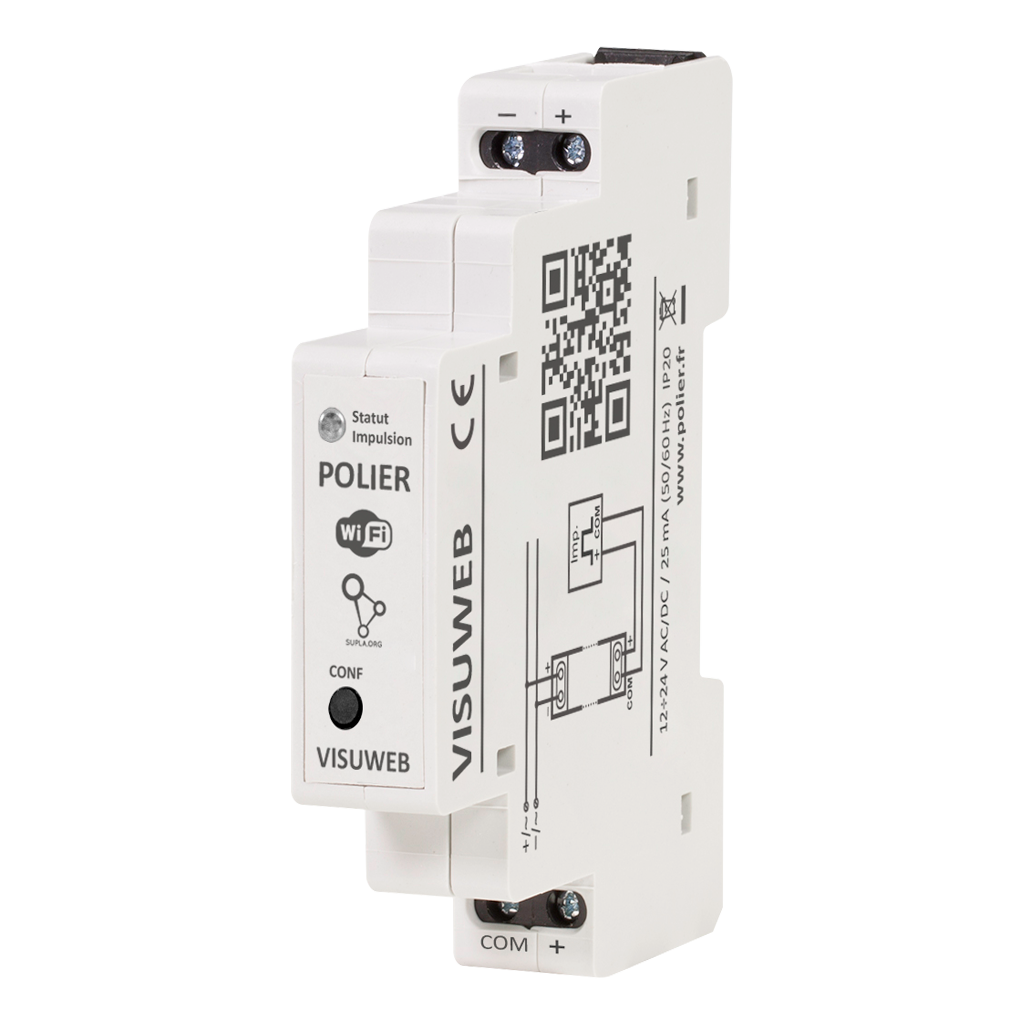 POLIER VISUWEB - Concentrateur d'impulsions WIFI - Télérelève des compteurs Electrique, Gaz, Eau